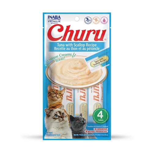 CHURU CAT TUNA/SCALLOP 14GR/4 TUBES — Inaba