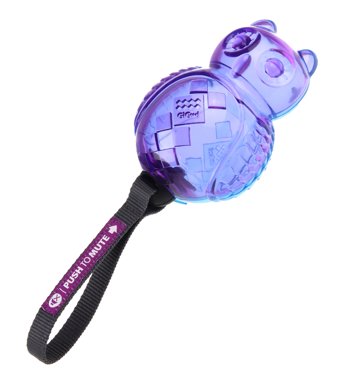 PUSH TO MUTE OWL TRANS PURPLE/BLUE 1PZ — GiGwi