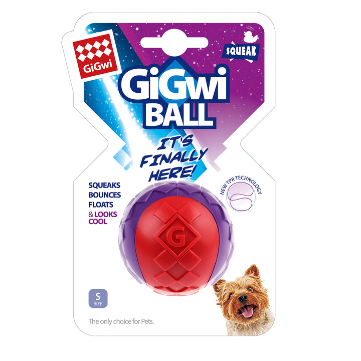 GIGWI BALL SMALL SOLID RED/PURPLE 1PZ — GiGwi
