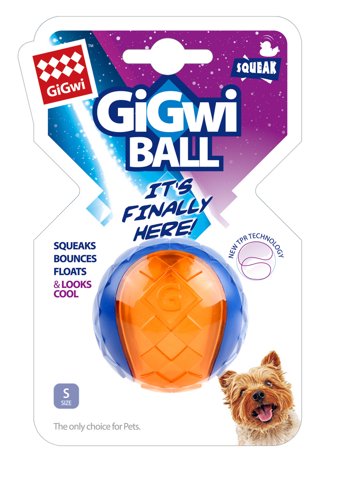 GIGWI BALL SMALL TRANS BLUE/ORAN 1PZ — GiGwi