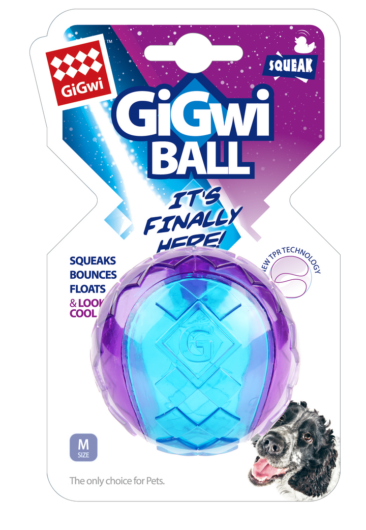 GIGWI BALL MEDIUM TRANS BLUE/PURPL 1PZ — GiGwi