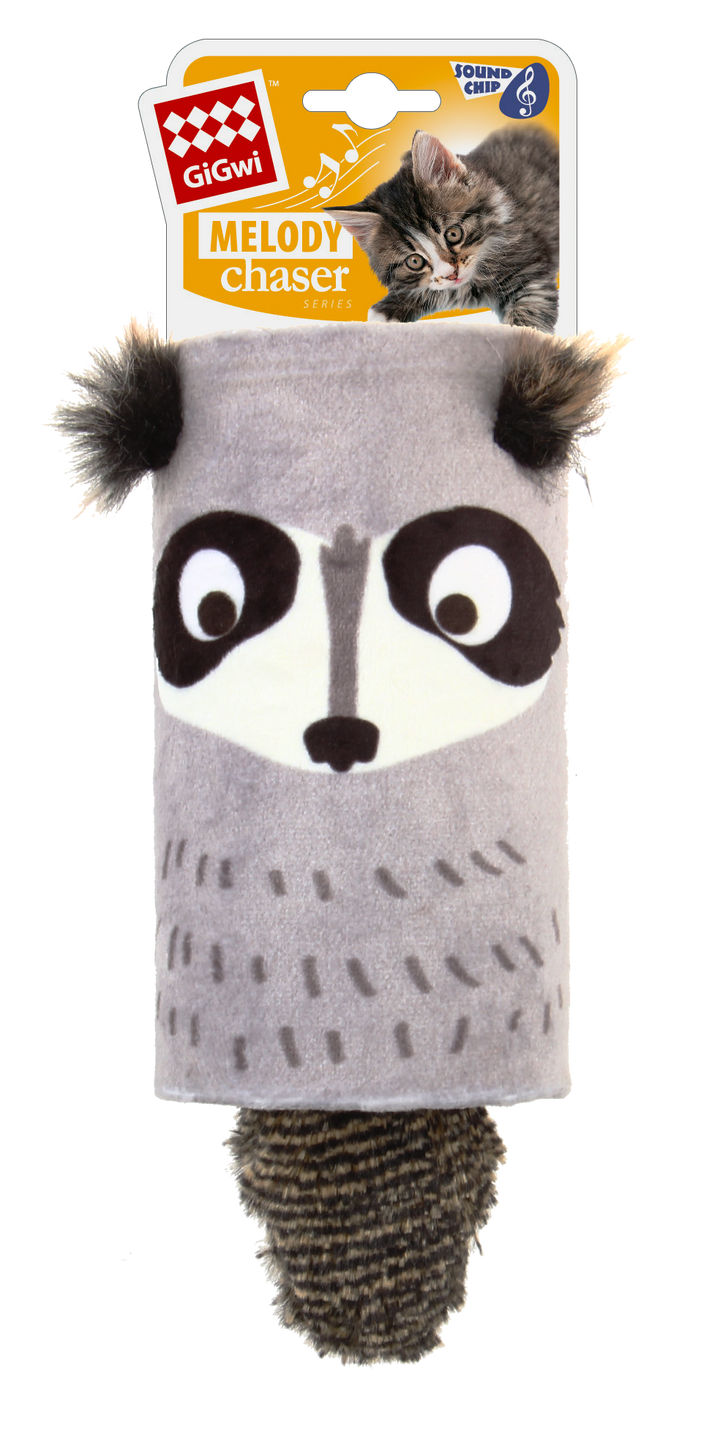 MELODY CHASER TUBE/PLUSH MAPACHE 1PZ — GiGwi