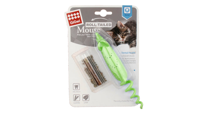 ROLL-TAILED MOUSE CATNI/DENT GREEN 1PZ — GiGwi