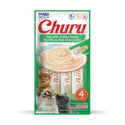 CHURU CAT TUNA/CHICKEN 14GR/4 TUBES — Inaba