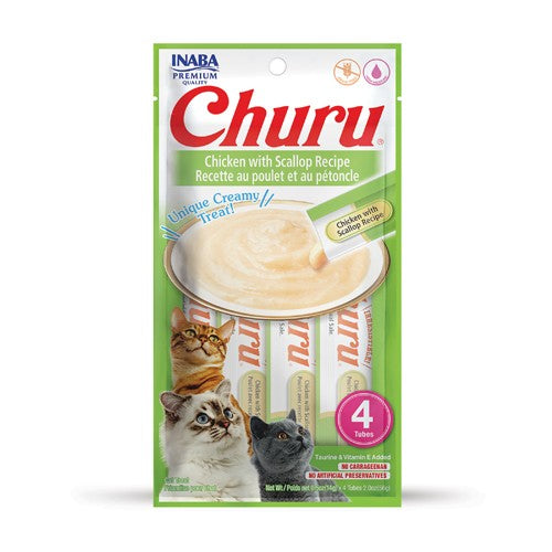 CHURU CAT CHICKEN/SCALLOP 14GR/4 TUBES — Inaba