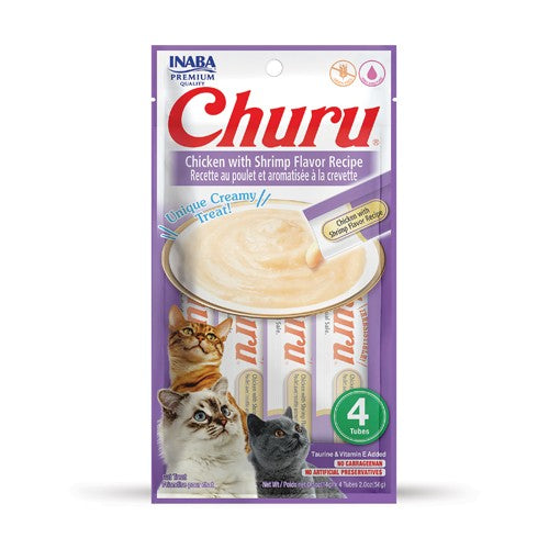 CHURU CAT CHICKEN/SHRIMP 14GR/4 TUBES — Inaba