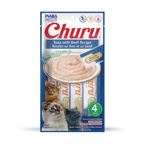 CHURU CAT TUNA/BEEF 14GR/4 TUBES — Inaba