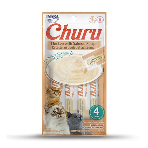 CHURU CAT CHICKEN/SALMON 14GR/4 TUBES — Inaba