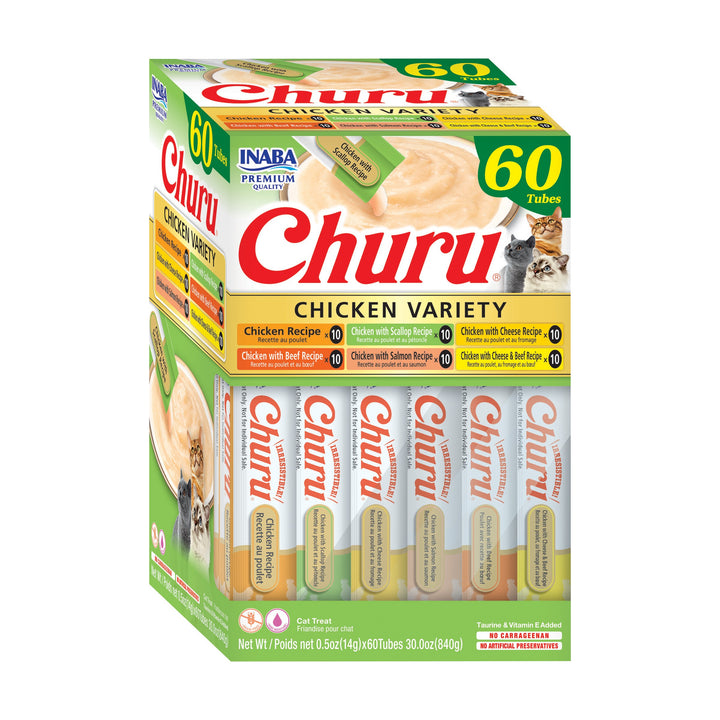 CHURU CAT VARIETY CHICKEN 14GR/60 TUBS — Inaba