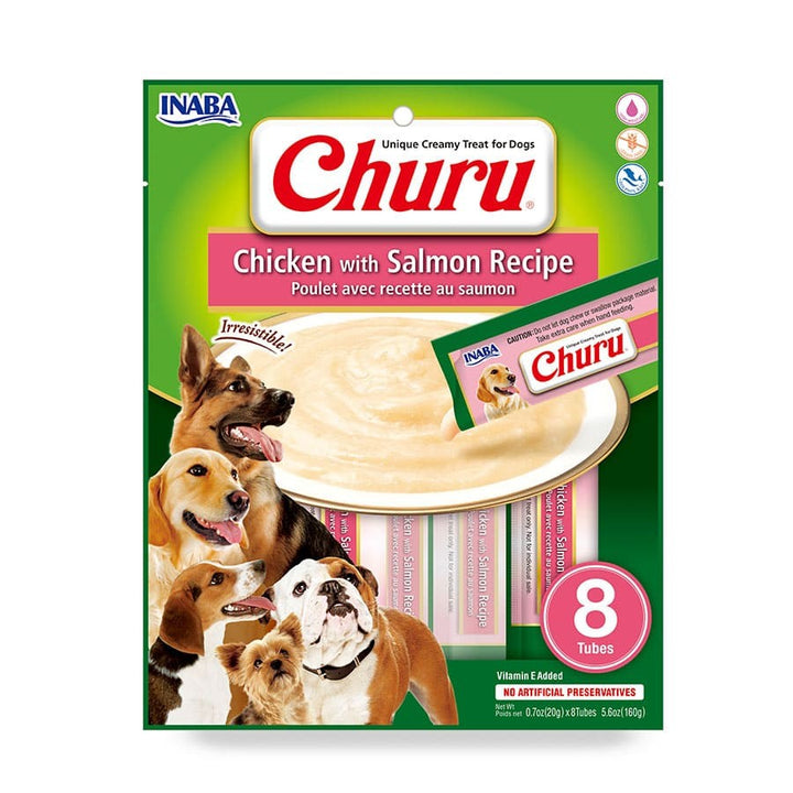 CHURU DOG CHICKEN/SALMON 20GR/8 TUBES — Inaba