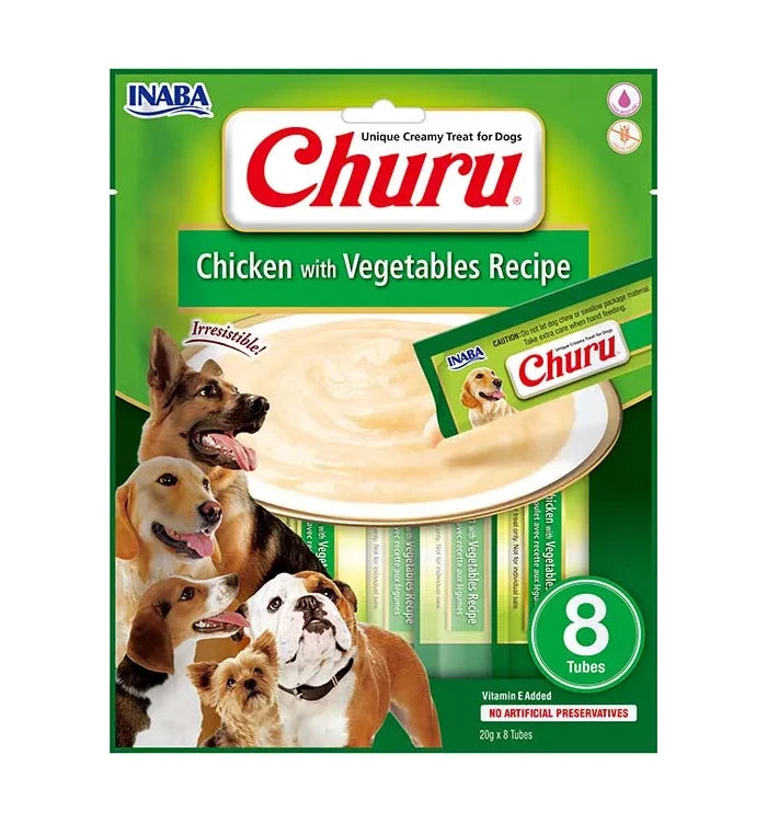CHURU DOG CHICKEN/VEGETAL 20GR/8 TUBES — Inaba