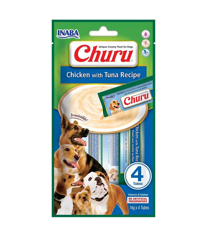CHURU DOG CHICKEN/TUNA 14GR/4 TUBES — Inaba