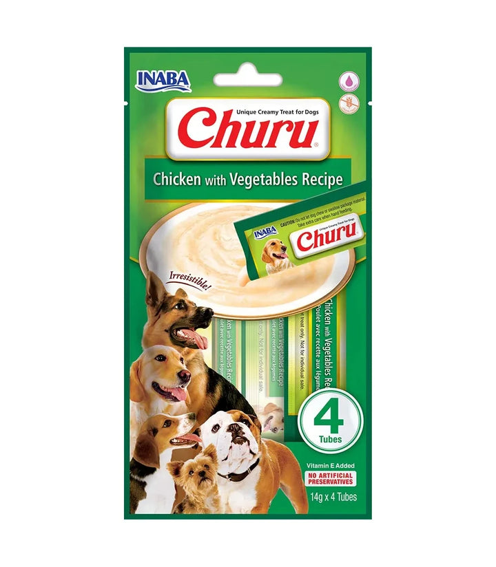 CHURU DOG CHICKEN/VEGETAL 14GR/4 TUBES — Inaba