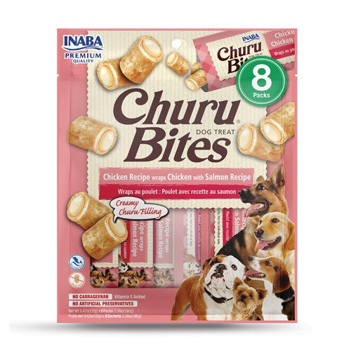 CHURU BITES DOG CHICKEN/SALMON 12GR X8 — Inaba